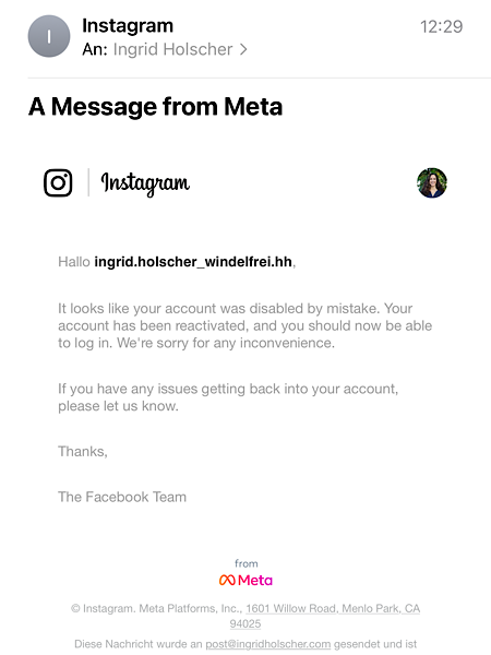 Message from Meta